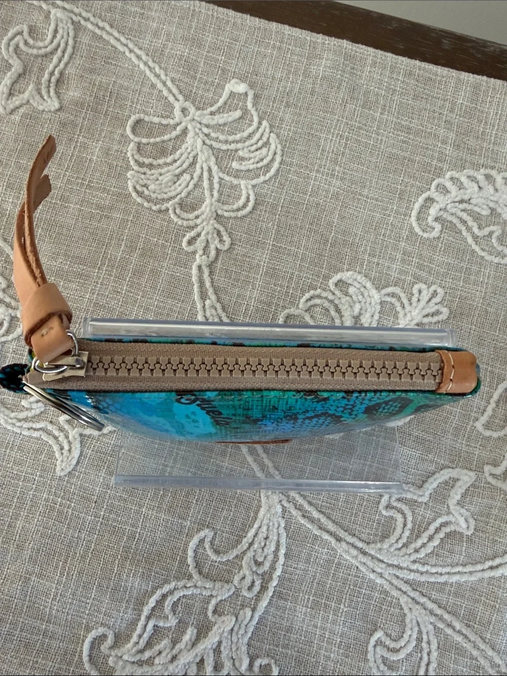 Consuela Kyle Teal & Turquoise Snake-Print Zip Pouch